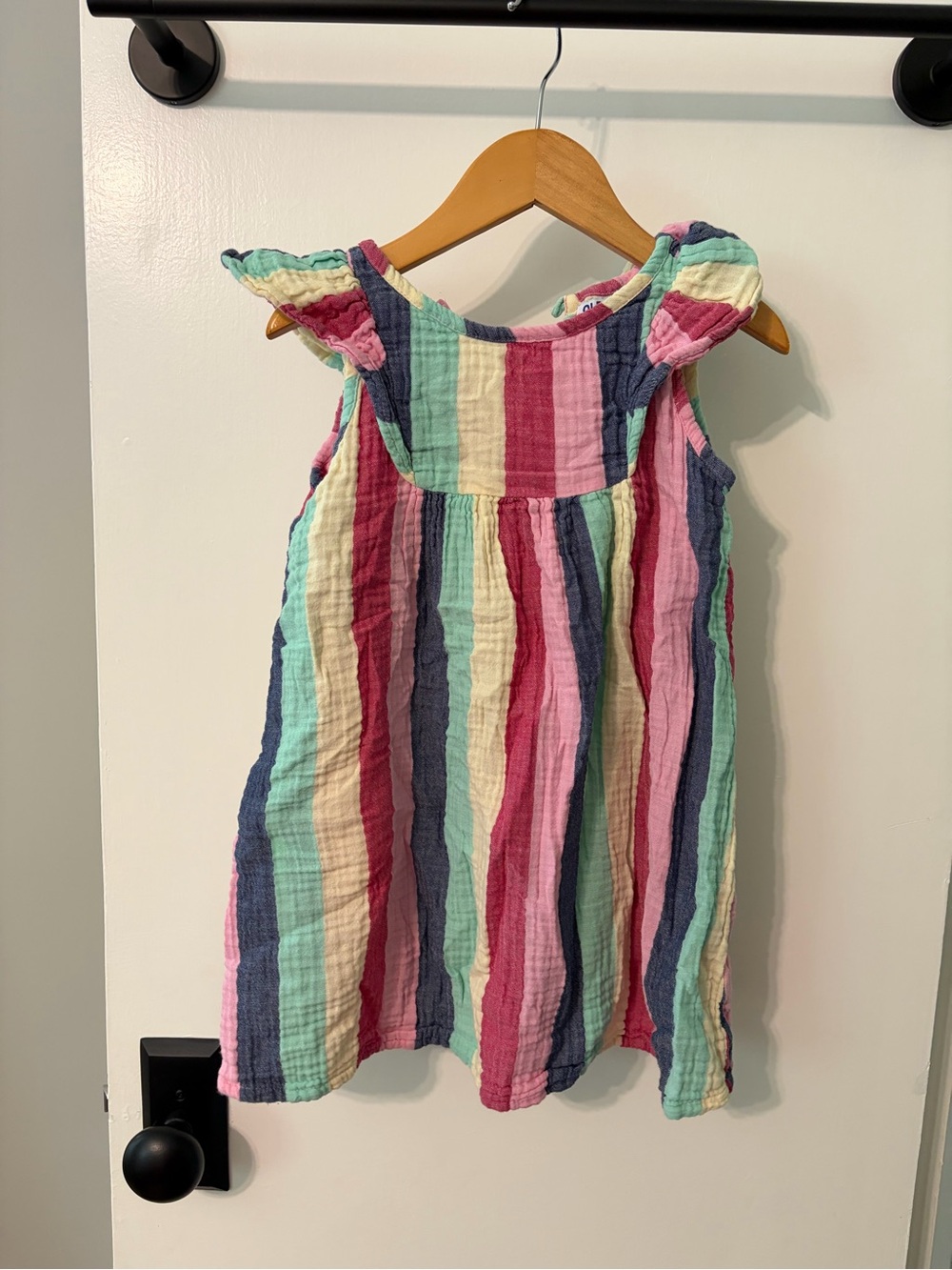 Old Navy Striped Multicolor Ruffled Sleeve Girls Dress